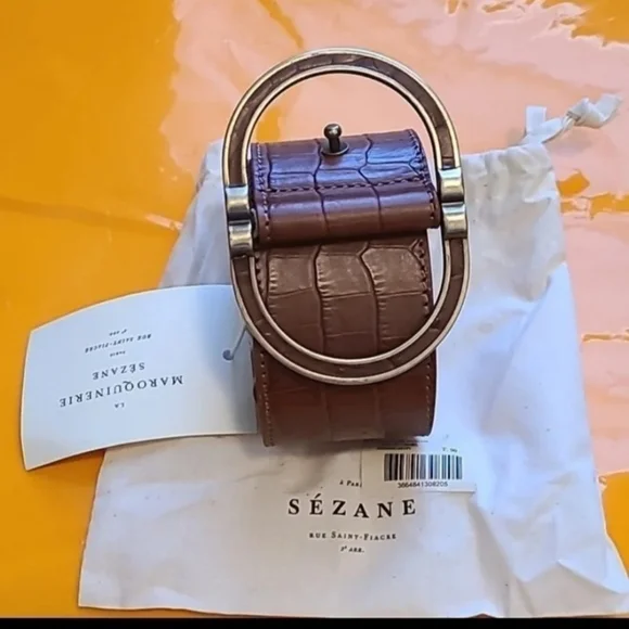 Nwt! Sezane fetiche belt in croco camel - Picture 4 of 7